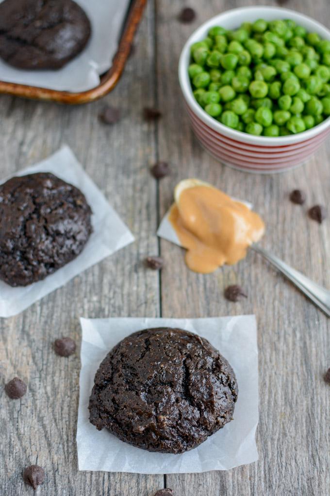 Chocolate Pea Cookies made with green peas