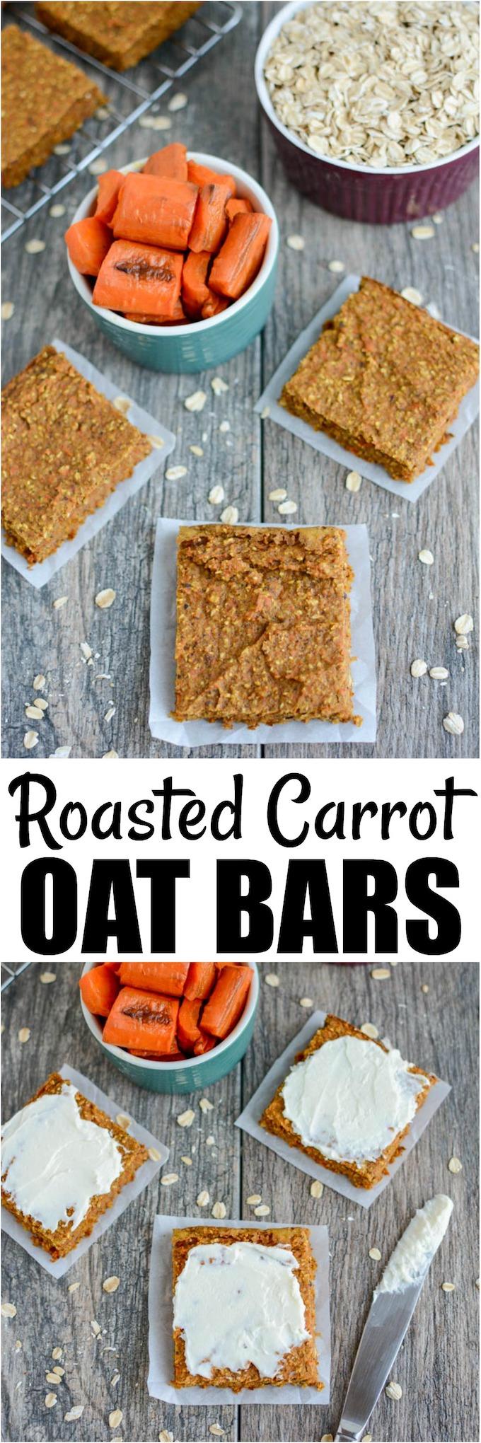 These Carrot Oat Bars make the perfect healthy snack. They're dense, chewy and easy to make in the blender. Plus they're kid-friendly and also make a great addition to breakfasts and lunches.