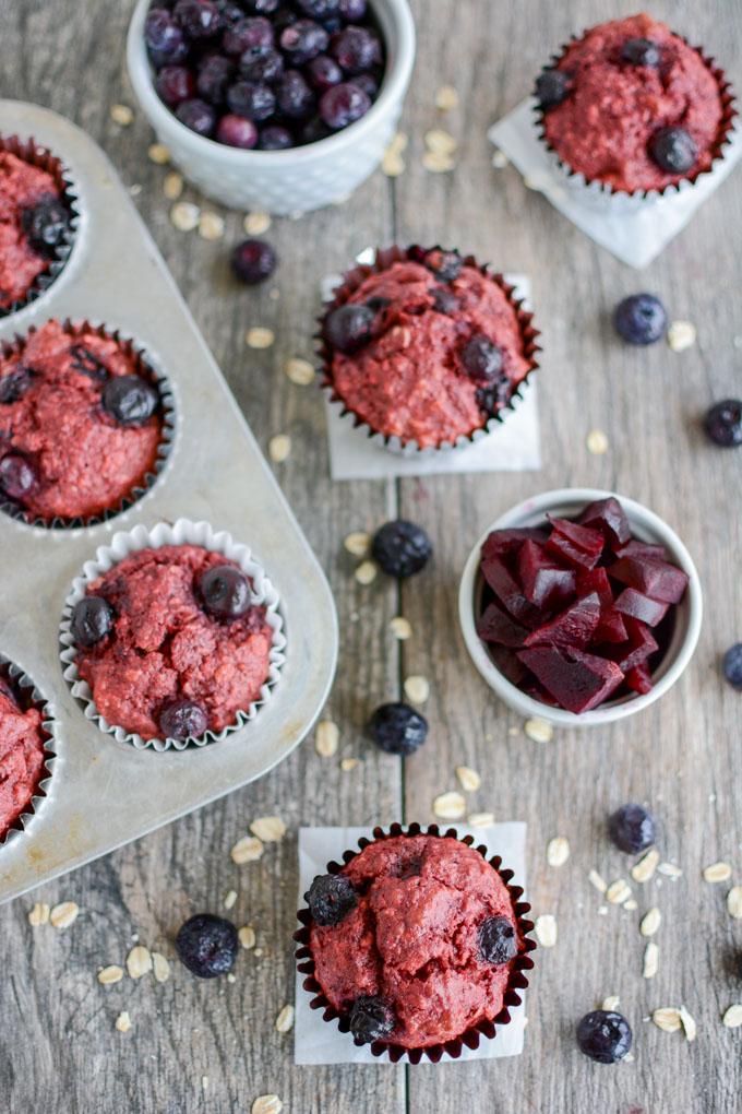 Blueberry Beet Muffins. Kid-friendly and packed with vegetables