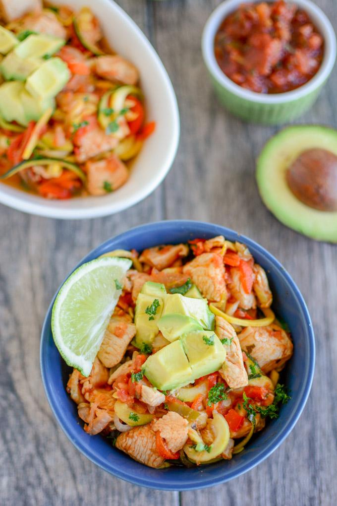 mexican chicken and veggie noodle bowls recipe