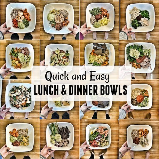 These easy lunch bowls also make quick, healthy options for dinner. They're simple, come together quickly and are packed with vegetables, lean proteins and healthy fats.