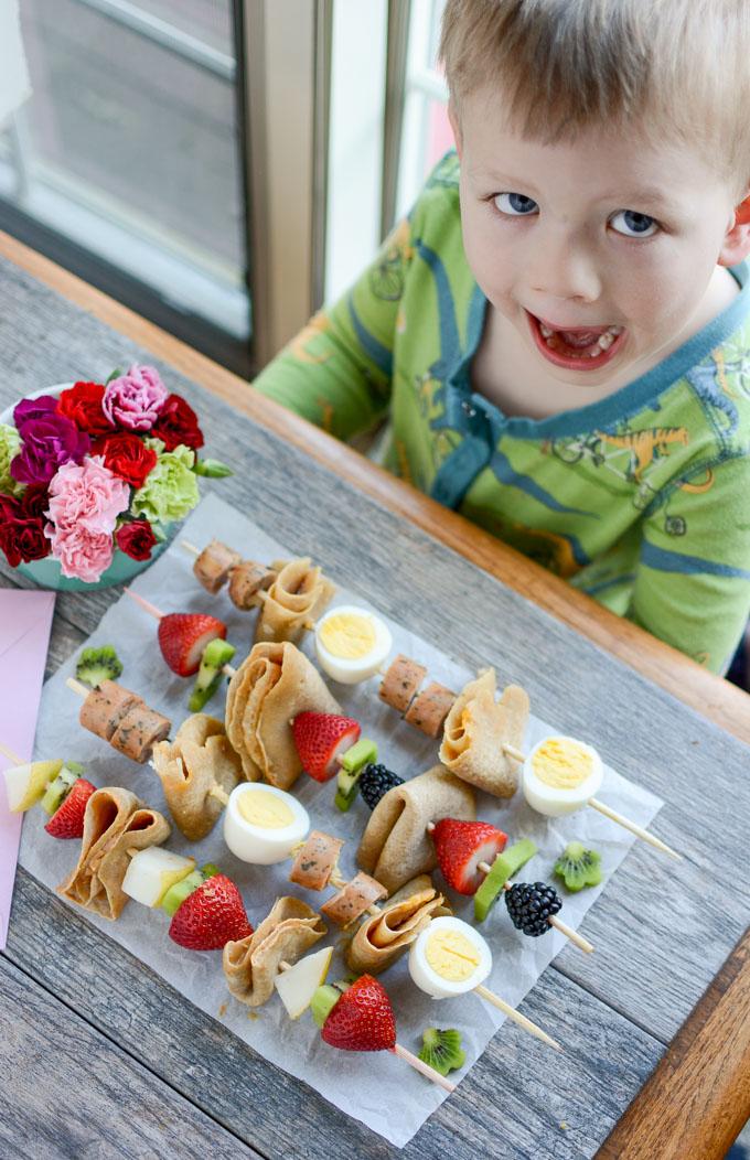 Toddler and some crepe kabobs