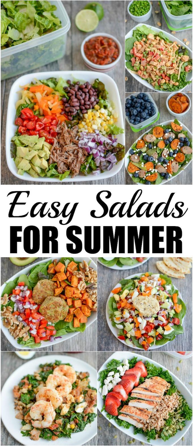 Looking for some easy Salad Recipes For Summer? Here are 7 healthy salads that come together quickly for lunch or dinner. Keep your produce fresh ahead of time with Rubbermaid FreshWorks containers for the best salads possible!