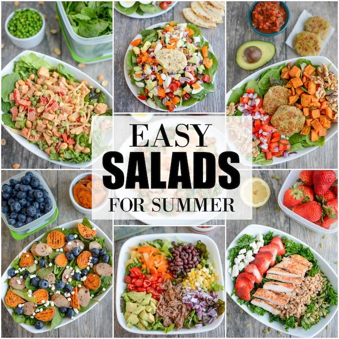 7 Easy Salads for summer. Perfect for lunch or dinner.