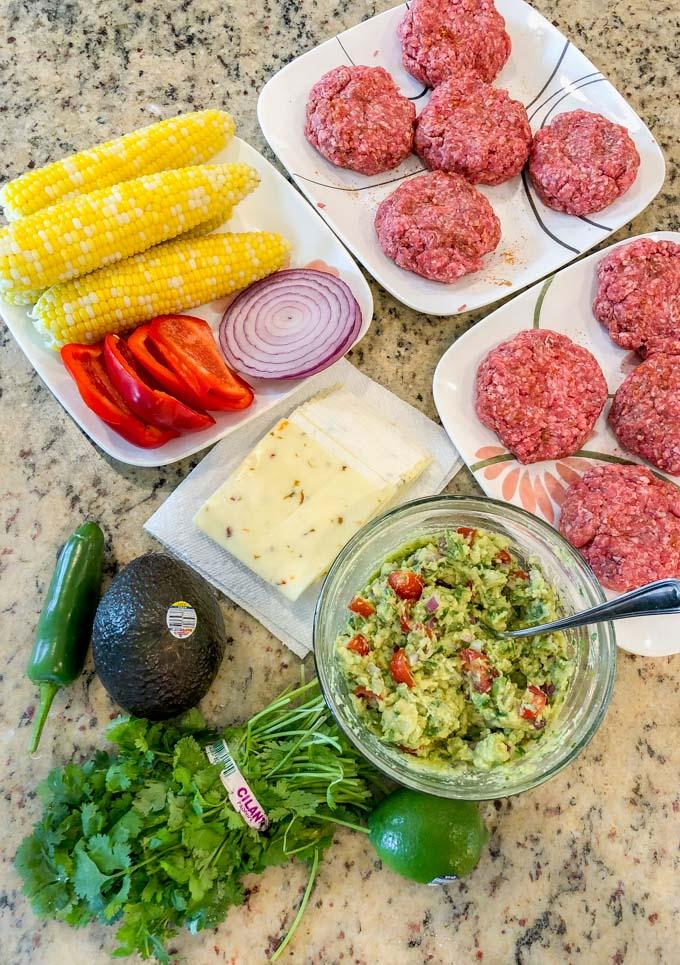 ingredients for the Mexican Burgers