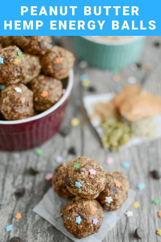 These Peanut Butter Hemp Energy Balls are packed with fiber and protein and low in added sugar. A healthy, kid-friendly snack that's easy to make- no protein powder required!