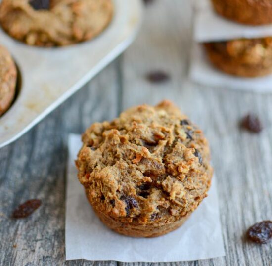 Cinnamon Raisin Sweet Potato Muffin with oat flour and flaxseed meal