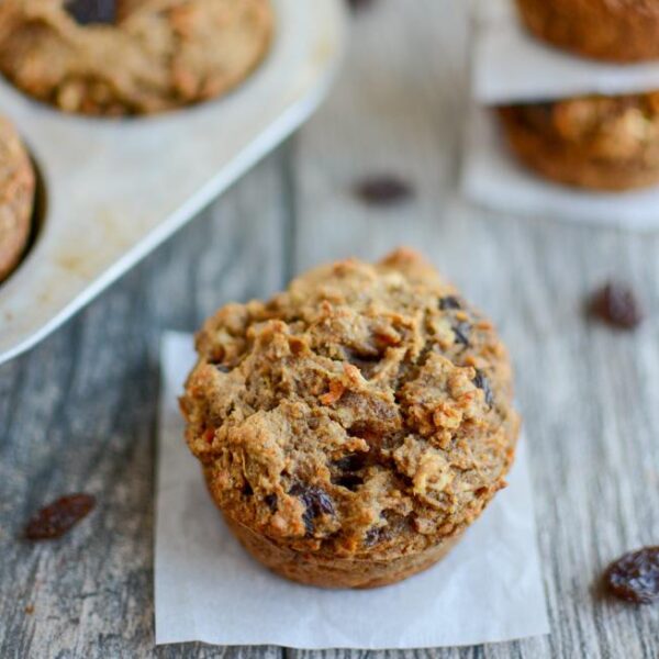 Cinnamon Raisin Sweet Potato Muffin with oat flour and flaxseed meal