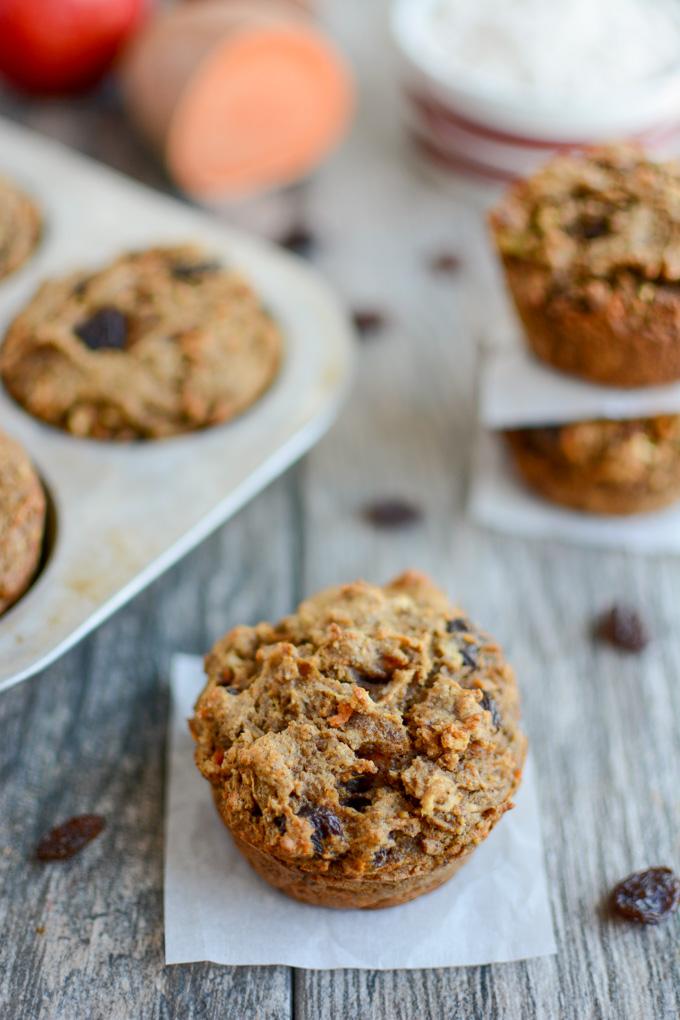 Cinnamon Raisin Sweet Potato Muffins