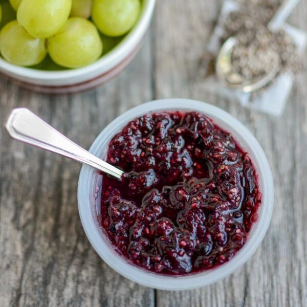 Fruit Chia Slush with grapes and blueberries