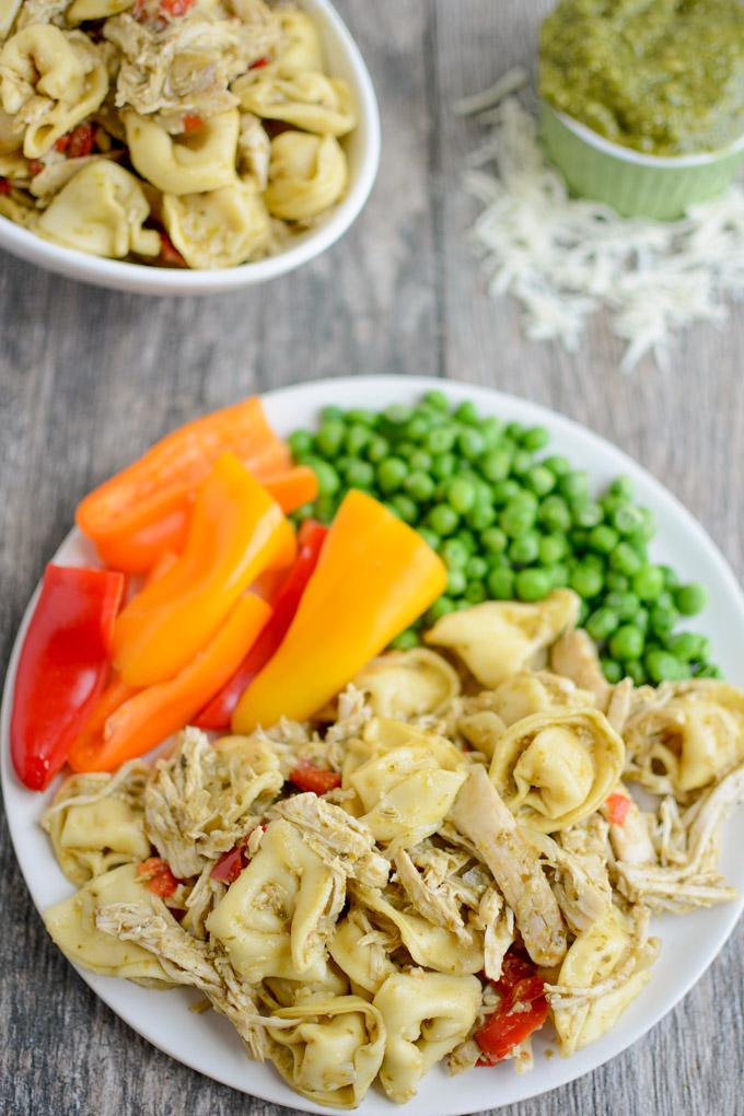 Slow Cooker Pesto Chicken Tortellini