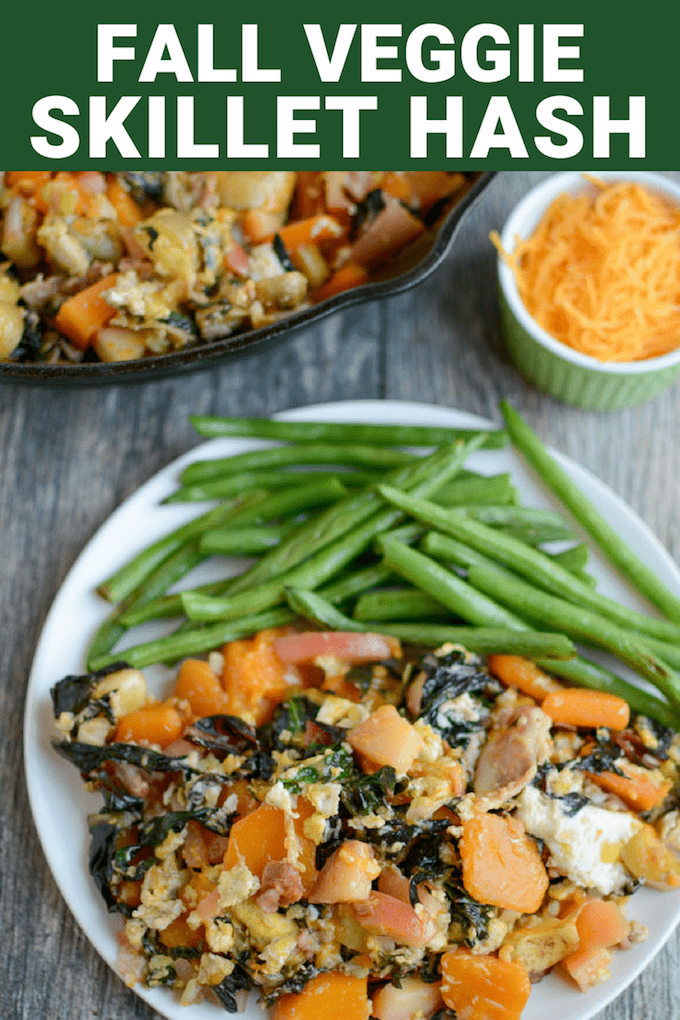 This Fall Vegetable Skillet Hash makes a quick, easy dinner (or breakfast) that's easy to customize. Perfect for busy nights and packed with protein and vegetables!