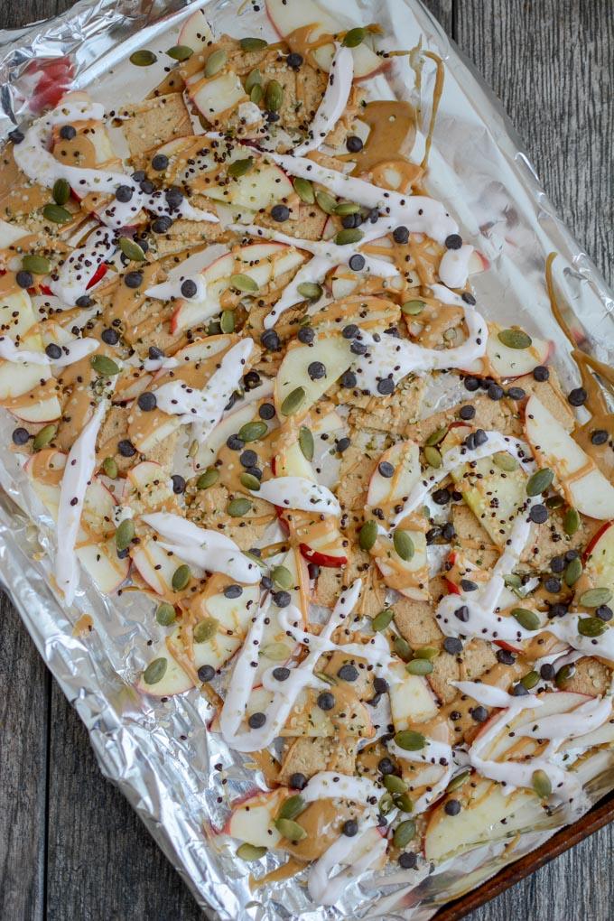 sheet tray apple graham snack nachos