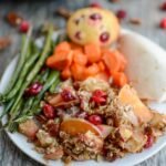 Sweet Potato Apple Cranberry Crumble on a Thanksgiving plate