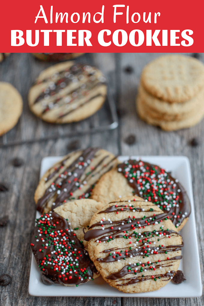 These Almond Flour Butter Cookies are made with just five simple ingredients and are so easy to make! The gluten-free recipe makes one dozen cookies - the perfect addition to your holiday cookie trays!