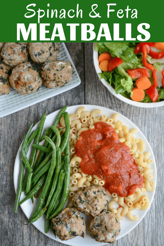 These Spinach Feta Meatballs are perfect for a quick, healthy dinner. They're freezer friendly and a fun change from plain meatballs. 