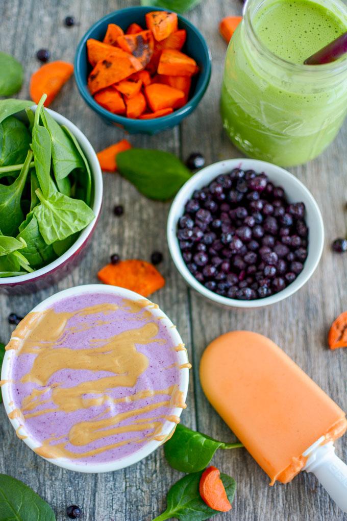 Kid-friendly smoothies with vegeteables, carrot smoothie popsicle