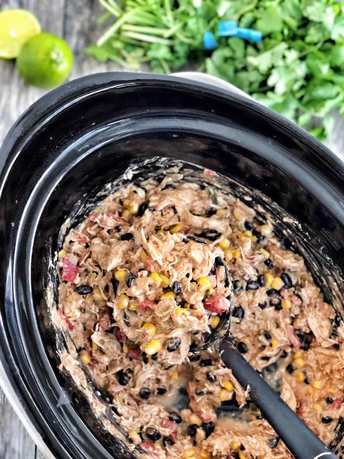 Slow Cooker Creamy Mexican Chicken in crockpot