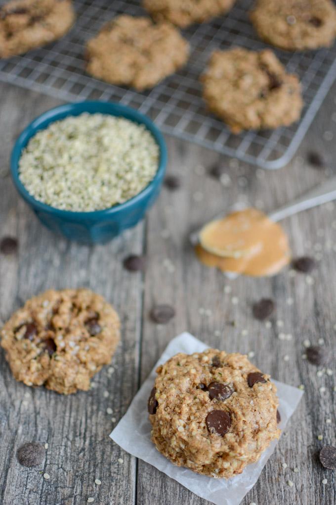 Peanut Butter Hemp Seed Chocolate Chip Cookies