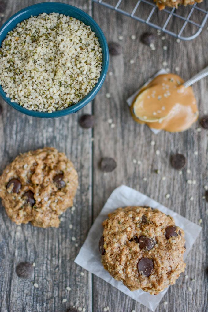 Peanut Butter Hemp Seed Cookies 12 easy Peanut Butter Hemp Heart Cookies overhead shot