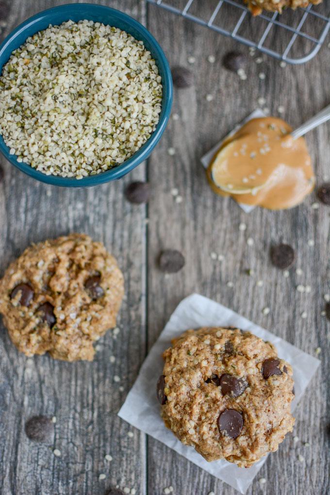 easy Peanut Butter Hemp Heart Cookies overhead shot