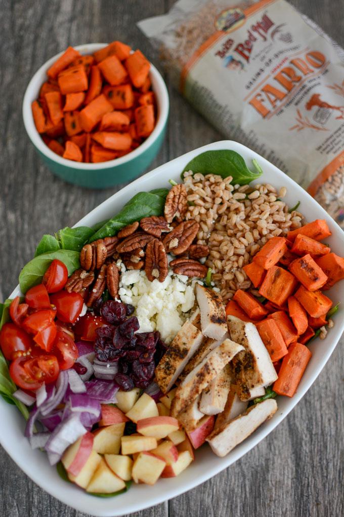 Chicken and Farro Spinach Salad