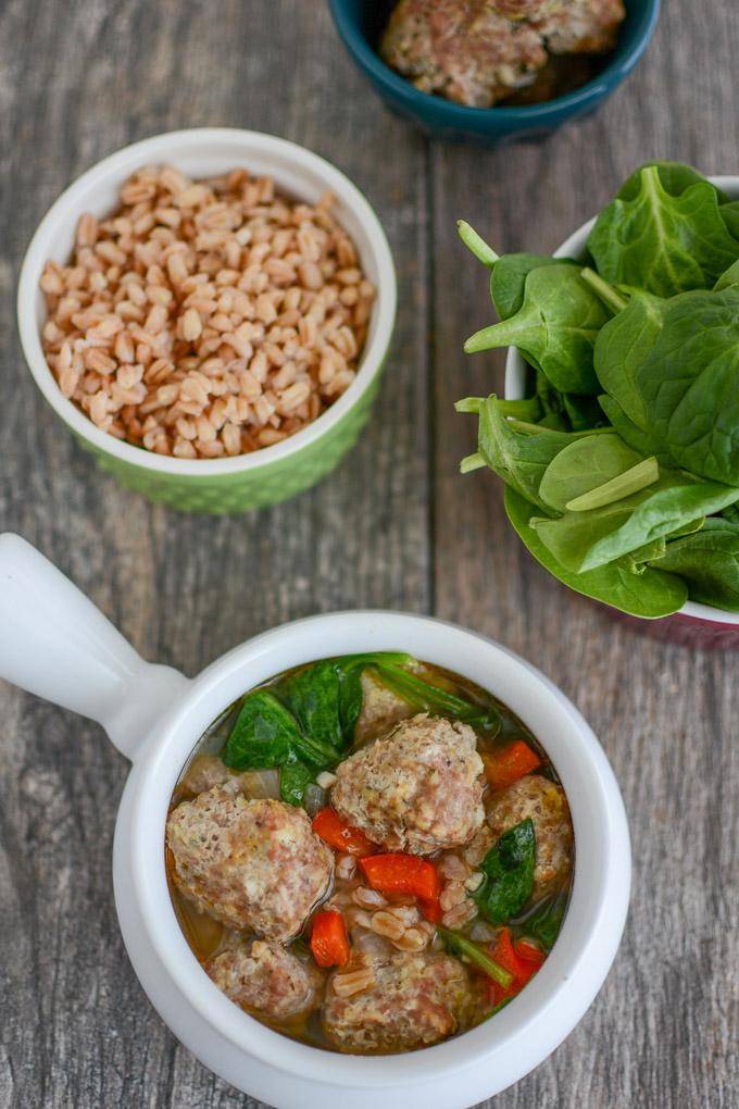 Italian Meatball and Farro Soup