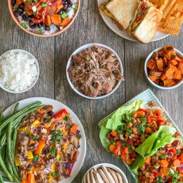 Four Easy Pulled Pork Recipes made quickly using component food prep