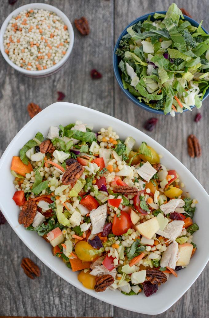 Crunchy Kale Salad with Couscous and chicken