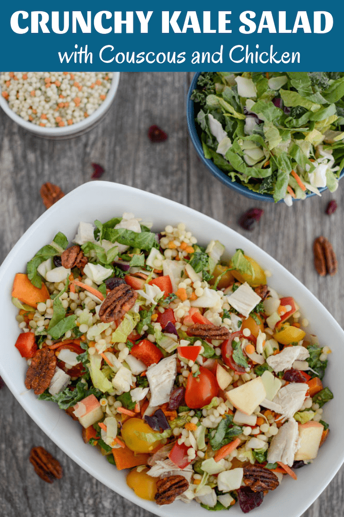 This Crunchy Kale Salad with Couscous is perfect for food prep. Throw it together on Sunday and enjoy for a quick, healthy lunch or dinner all week long.