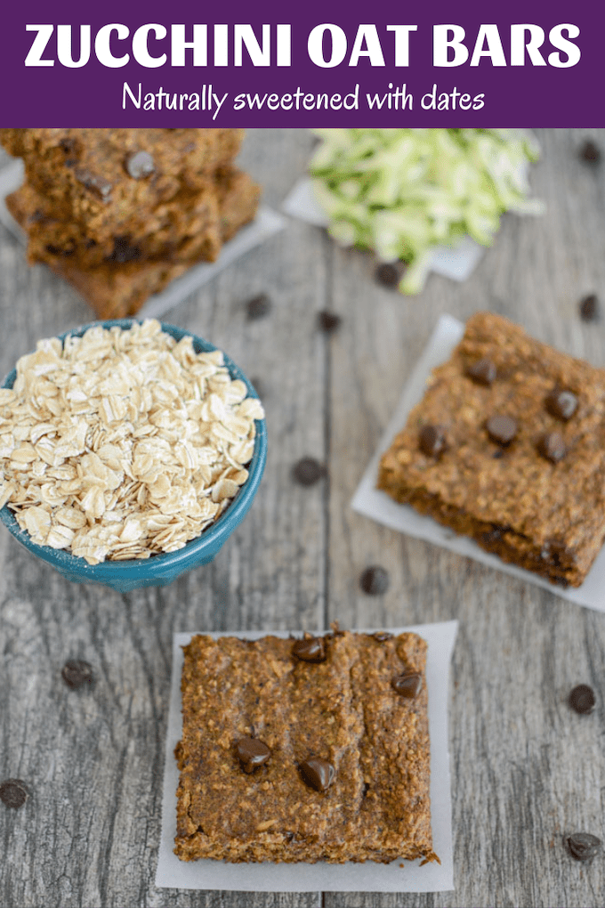 These high fiber Zucchini Oat Bars are naturally sweetened with dates. Top them with peanut butter for a quick, kid-friendly breakfast or snack!