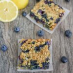 Lemon Blueberry Cheesecake Oat Bars two squares