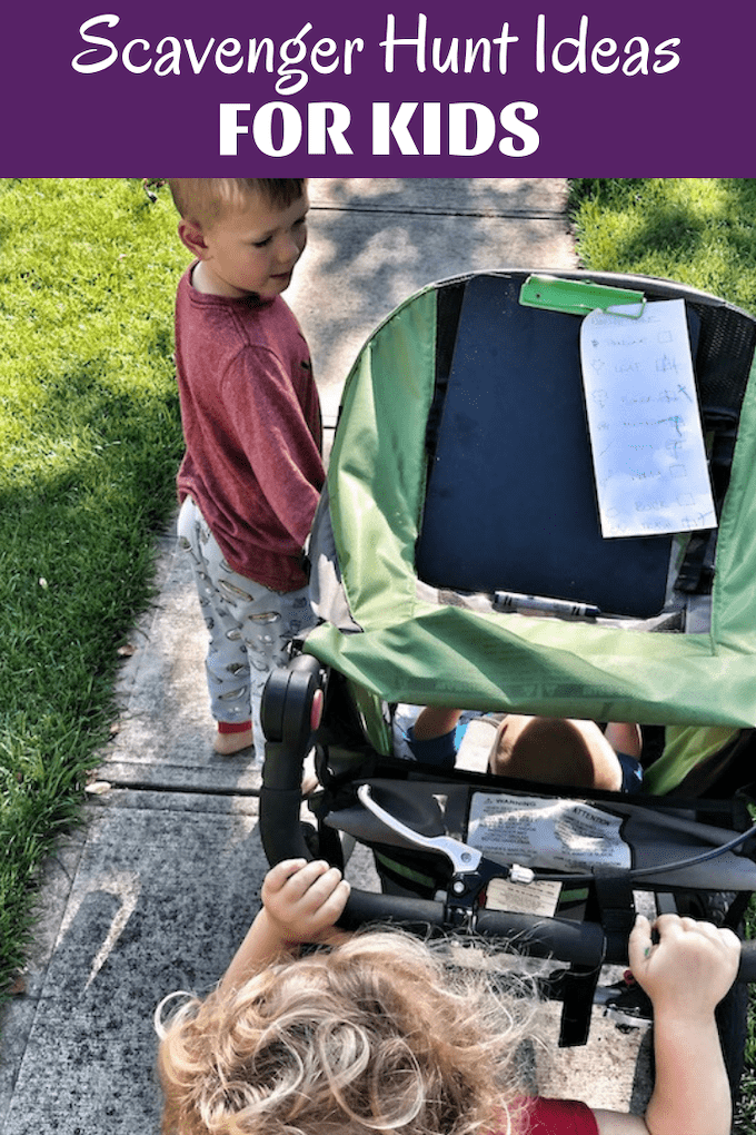 Use these easy Scavenger Hunt Ideas For Kids to get them excited about spending time outside! They can help make walks more interesting, teach them about nature and are great for practicing things like numbers and colors!