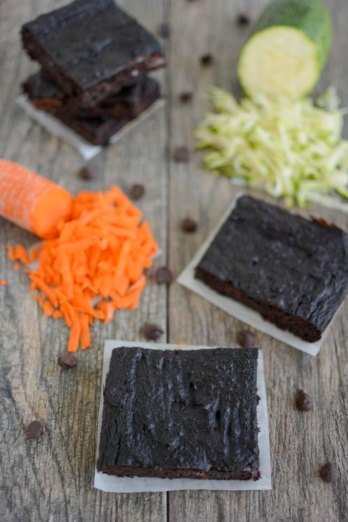 Zucchini Carrot Brownies with sweet potatoes