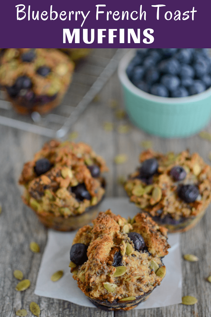 These Blueberry French Toast Muffins are quick, healthy and kid-friendly. Make a batch over the weekend and serve them for breakfast or pack them for lunch! They can easily be customized with different mix-ins. 