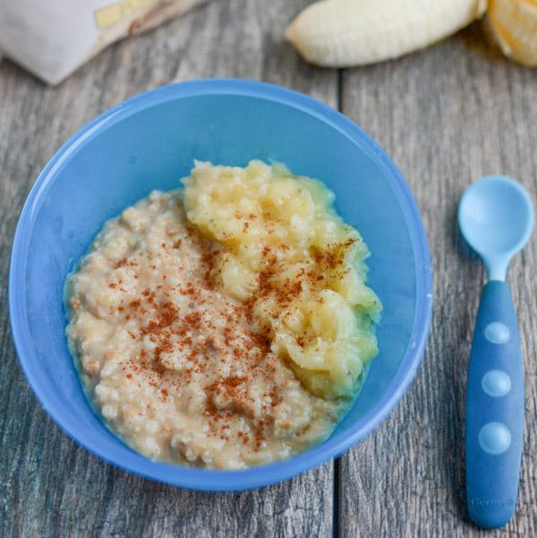 peanut butter and mashed banana in oatmeal for babies