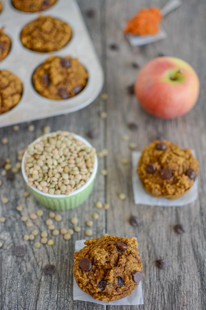 Pumpkin Apple Lentil Muffins