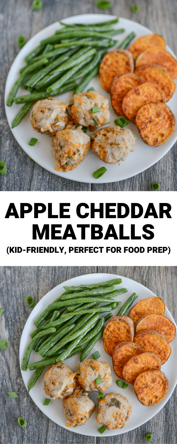 These Apple Cheddar Turkey Meatballs are kid-friendly and perfect for food prep! They're full of flavor and make a great party appetizer or family dinner.