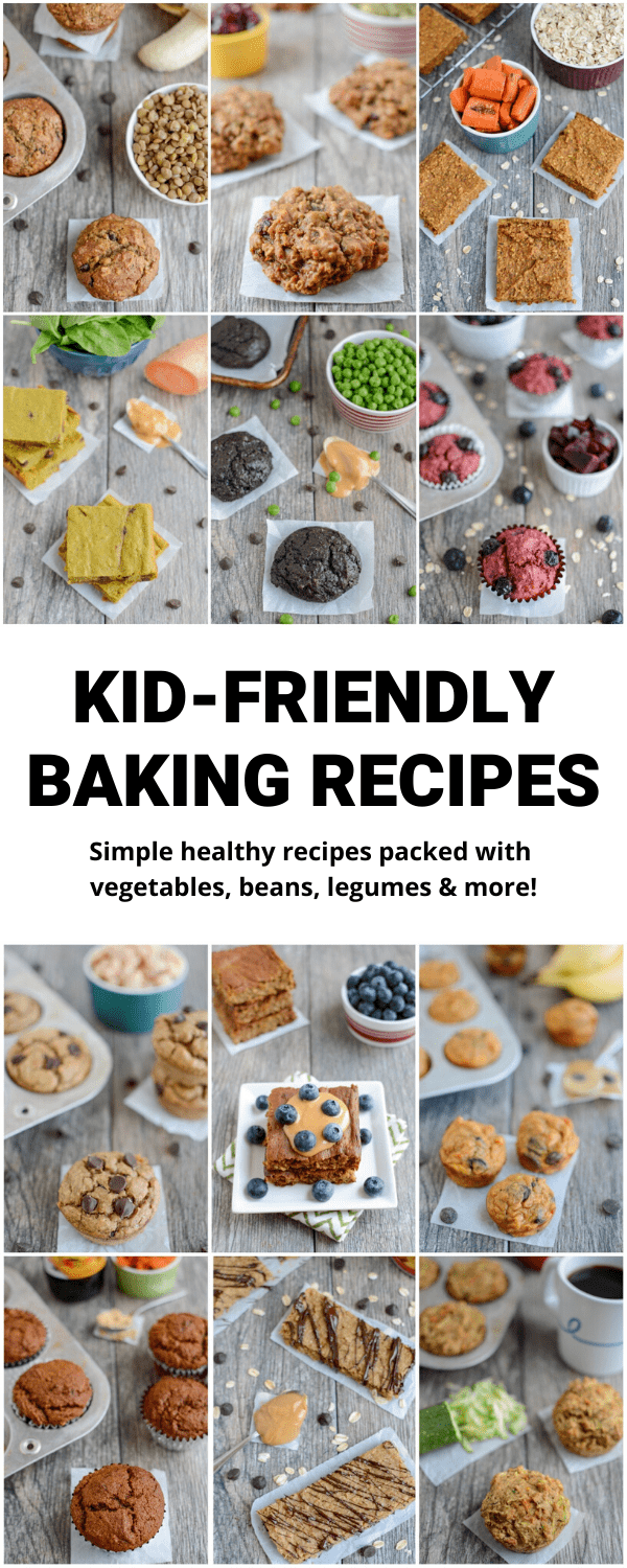 These Kid-Friendly Baking Recipes are perfect for getting into the kitchen with your kids. They're packed with vegetables, legumes, beans and more for healthy snacks the kids will love!