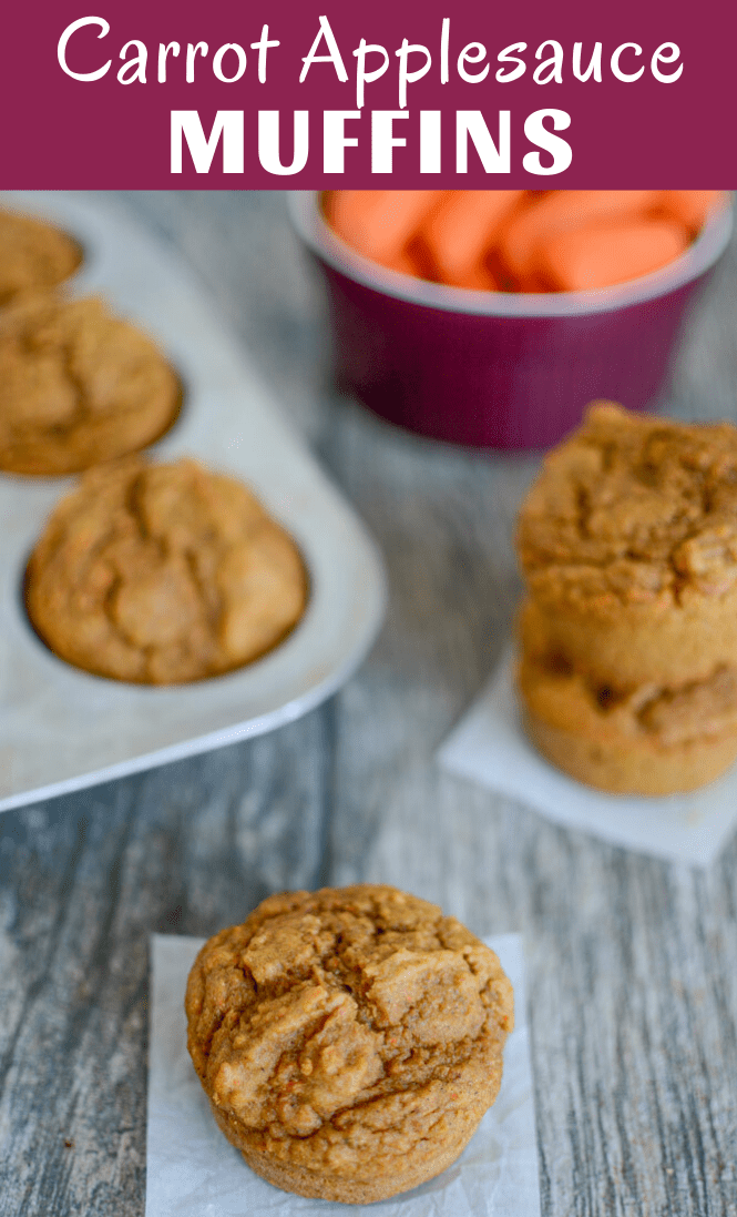 These Carrot Applesauce Muffins are lightly sweetened and kid-friendly. Made with pantry staples, they freeze well and are great for a healthy breakfast, lunch or snack!