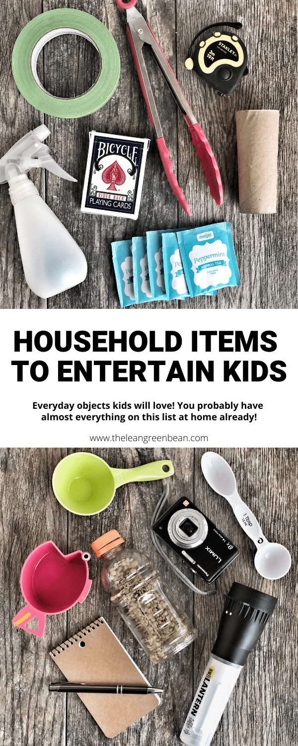 These everyday household item toys just might keep your kids entertained for a surprisingly long time. You likely have most of them at home already! Great for babies and toddlers too!