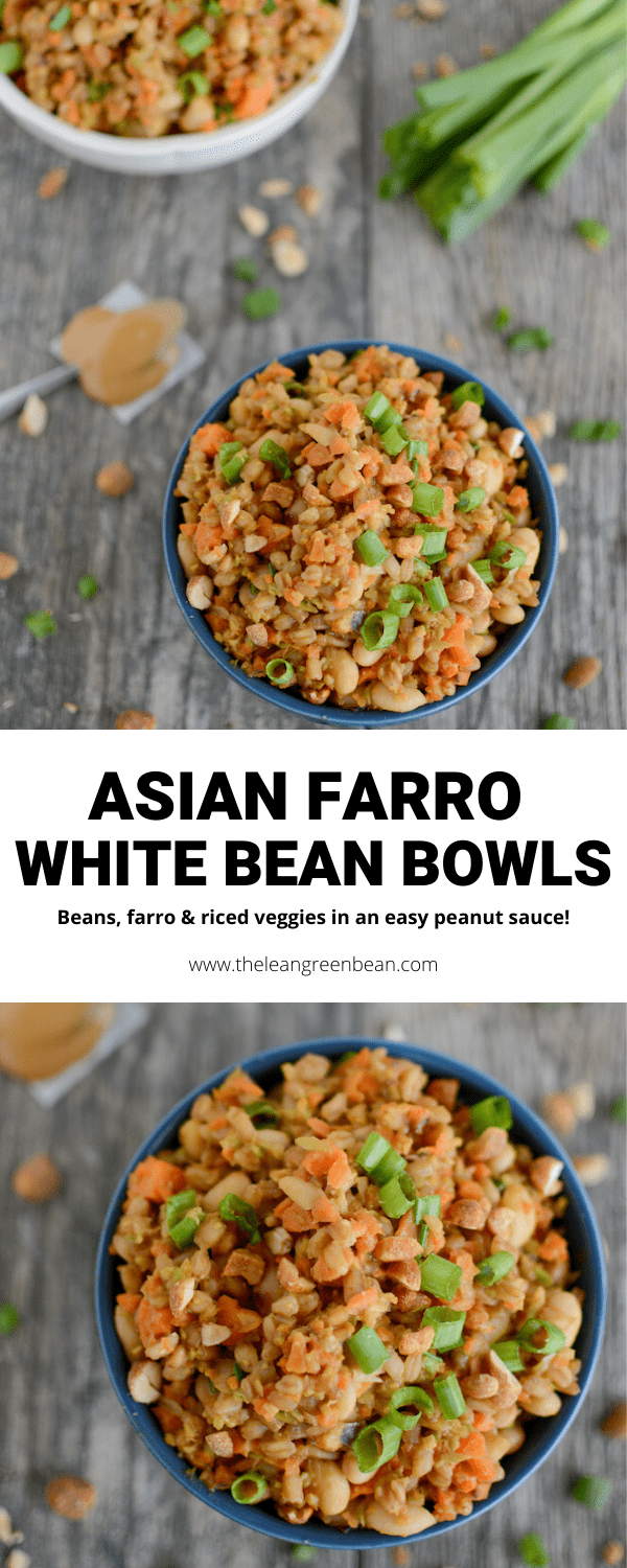 This Asian Farro White Bean Bowls recipe is perfect for a quick and easy vegan dinner. Ready in 15 minutes and full of flavor.