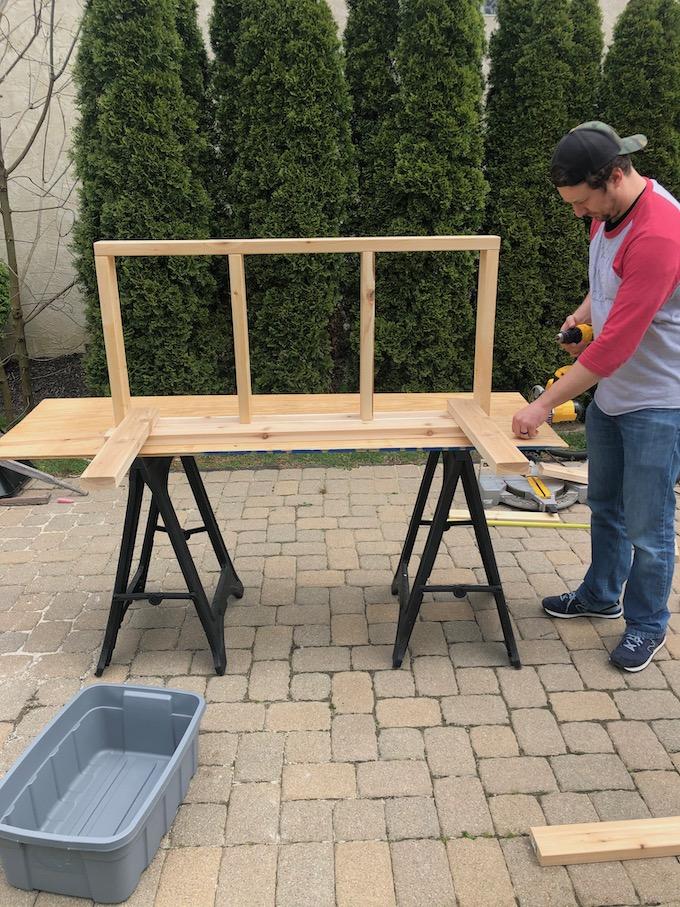 How to build a mud kitchen - top frame