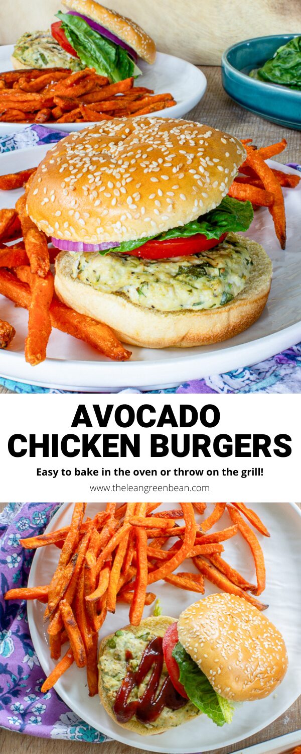 Avocado Chicken Burgers 7 These Chicken Avocado Burgers are an easy weeknight dinner in the oven or on the grill. This avocado chicken burgers recipe is gluten-free, paleo and can easily be made ahead of time during food prep.