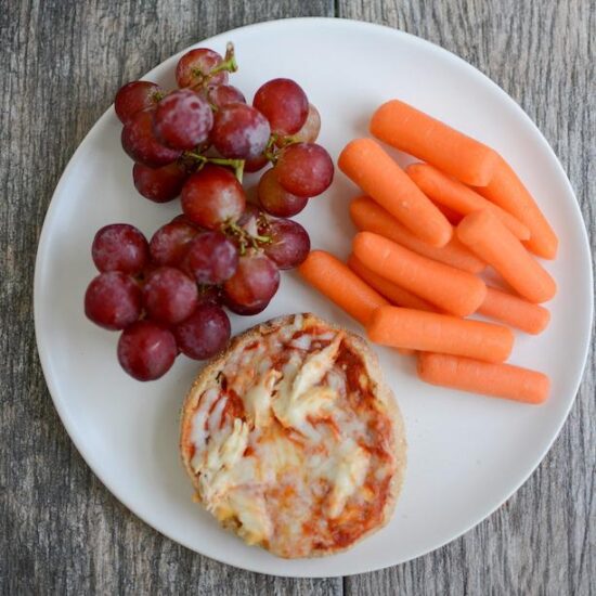 Frozen English Muffin Mini Pizzas with fruits and vegetables