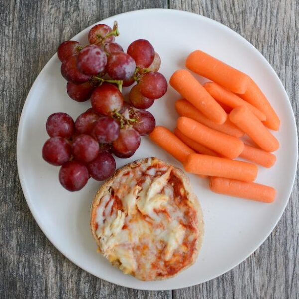 Frozen English Muffin Mini Pizzas with fruits and vegetables