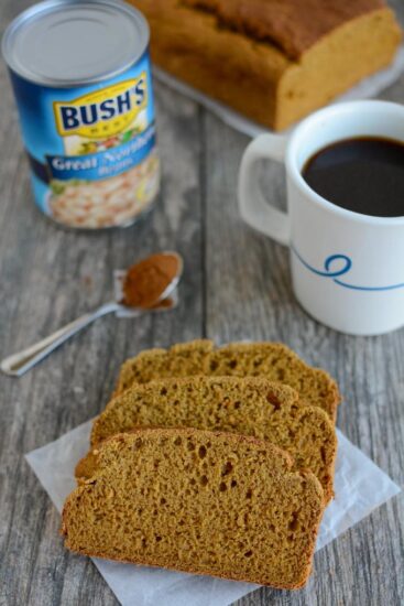 Gluten-free pumpkin white bean bread with coffee