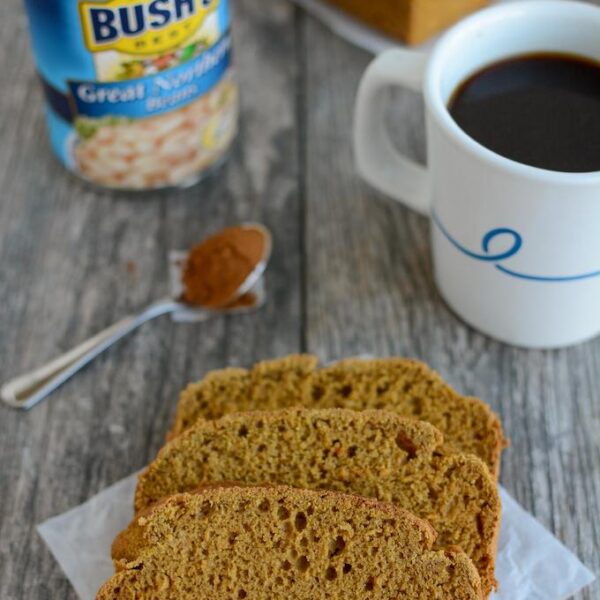 Gluten-free pumpkin white bean bread with coffee