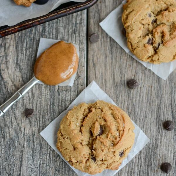 easy chewy gluten-free chocolate chip cookies with almond butter