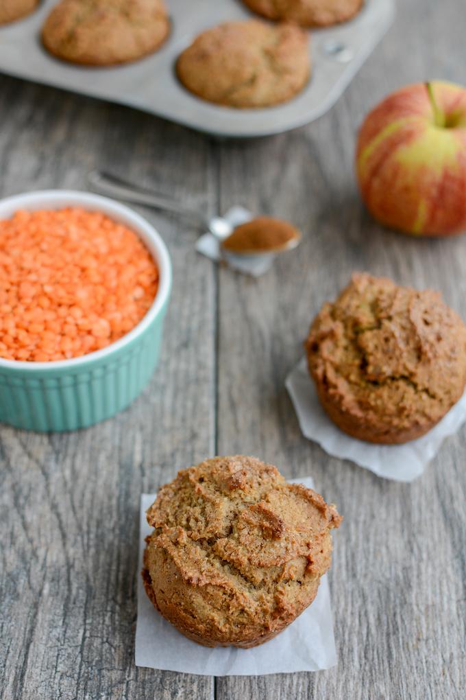 Apple Cinnamon Red Lentil Muffins